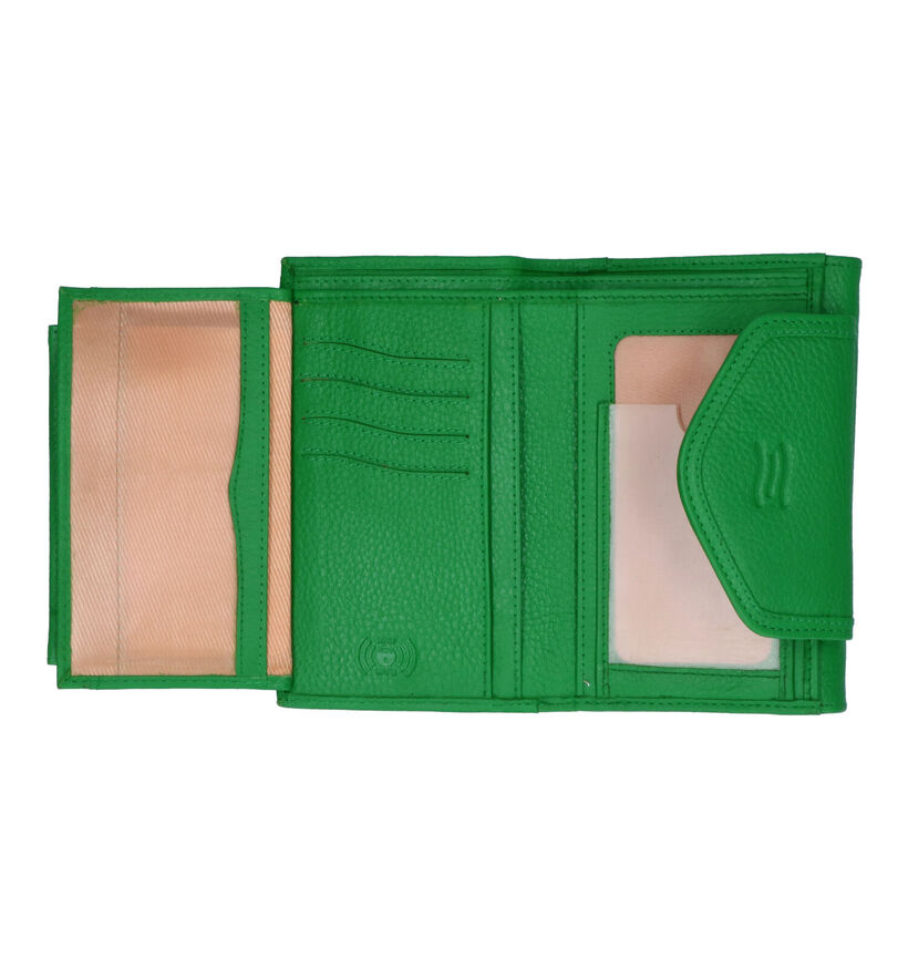 Crinkles Porte-monnaie à rabat en Vert pour femmes (329754)