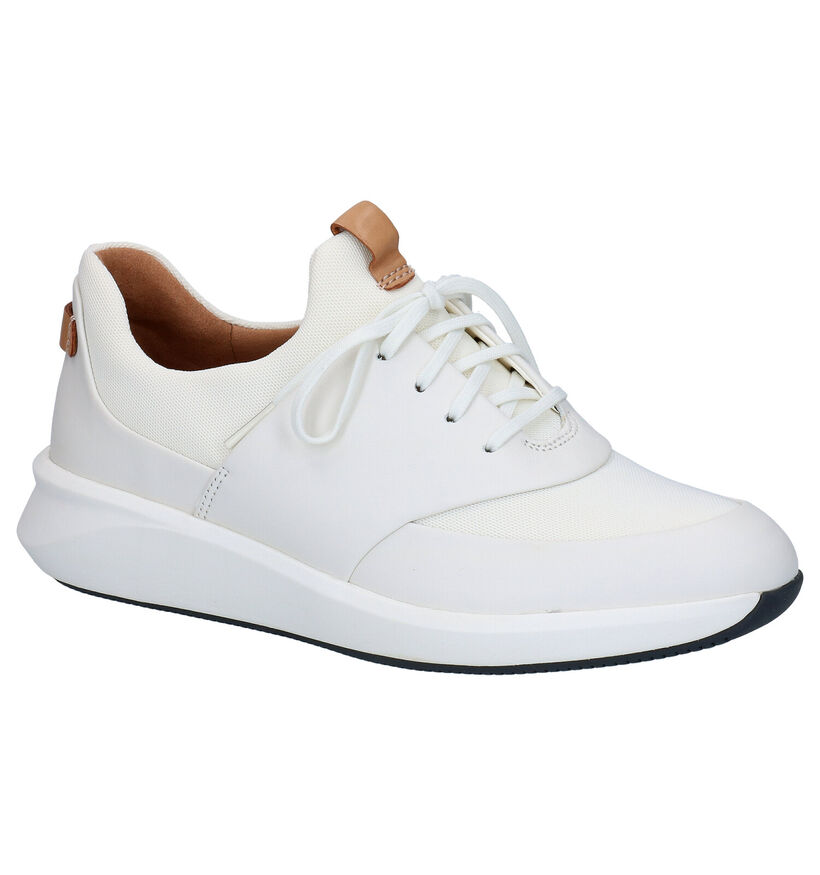 Witte Veterschoenen Unstructured by Clarks in leer (241587)