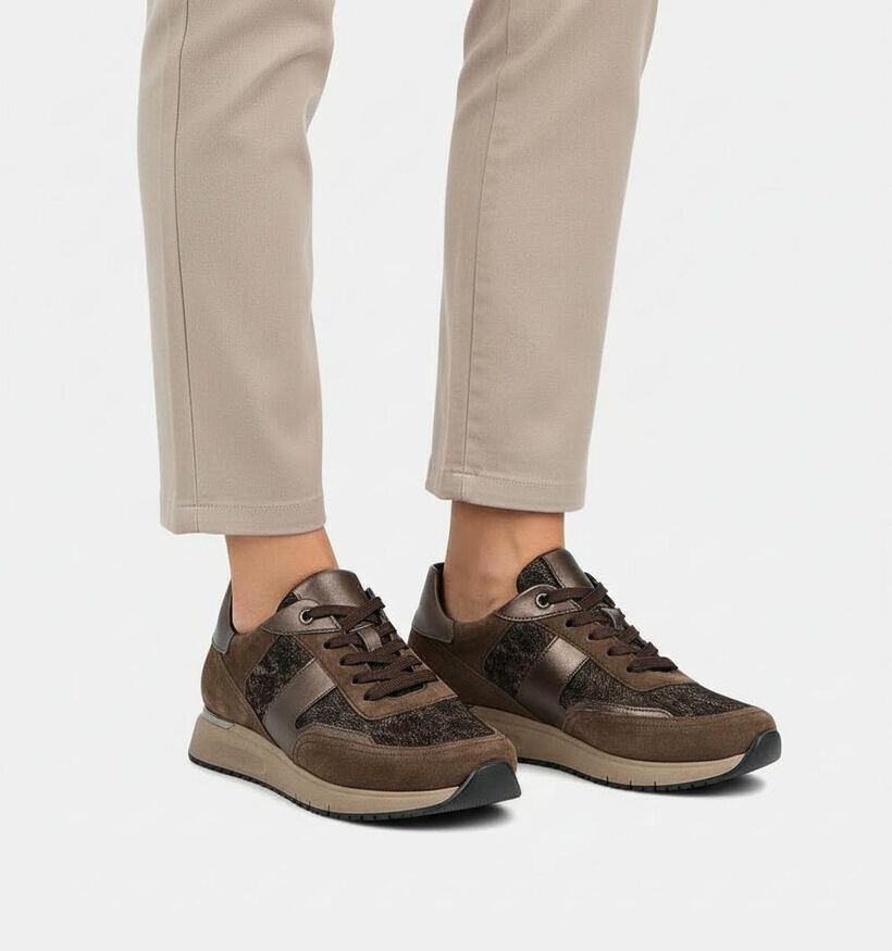 Gabor Optifit Bruine Sneakers Breed Gabor Optifit Bruine Sneakers Breed voor dames (361602) - geschikt voor steunzolen