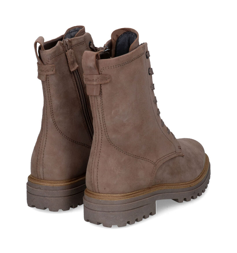 Tamaris Boots à lacets en Taupe en nubuck (315416)