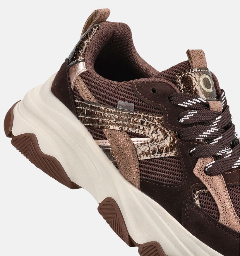 Posh by Poelman Donkerbruine Sneakers voor dames (378664) - geschikt voor steunzolen