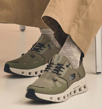 Skechers Glide-Step Low Baskets Noir/Blanc/Taupe/Bleu/Vert/Gris