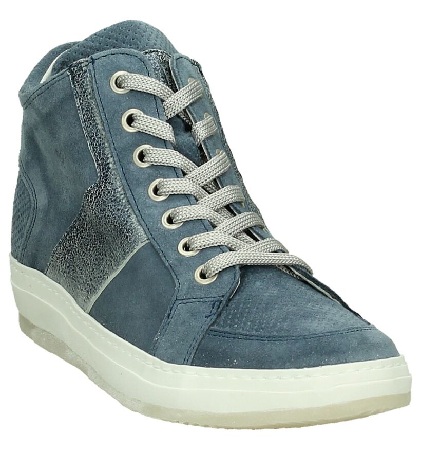 Sneakers Sleehak Khrio Blauw in daim (190054)