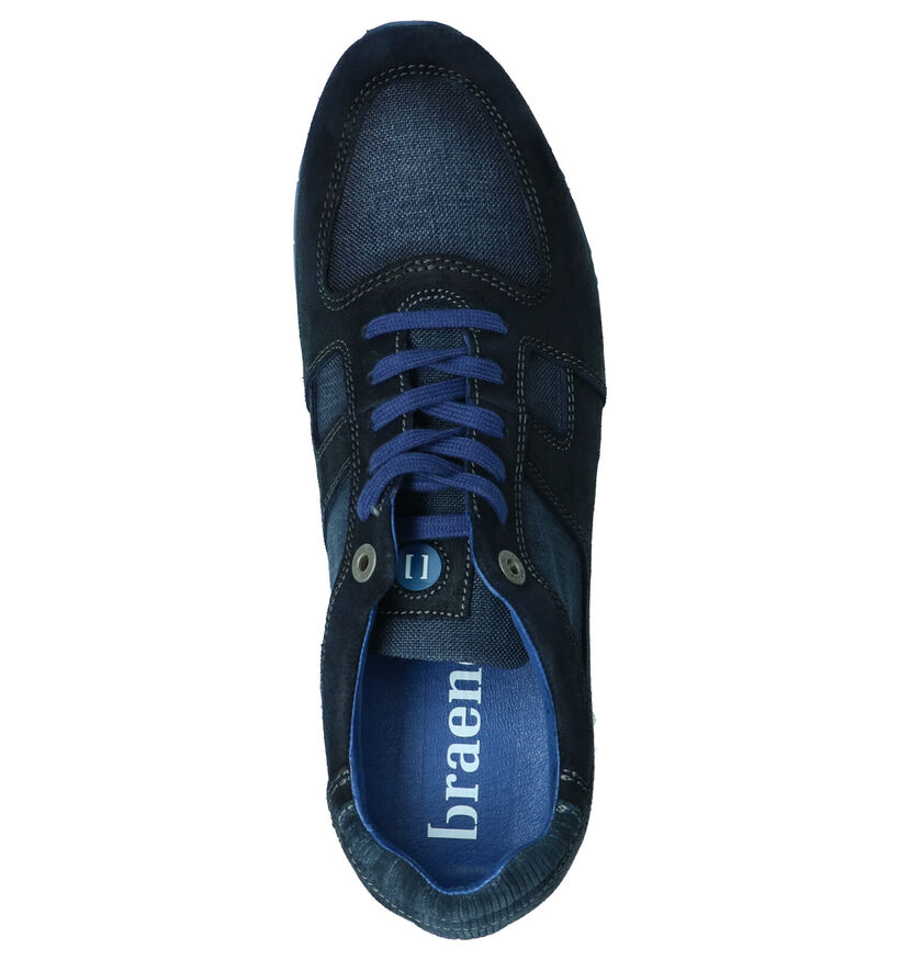 Braend Blauwe Sneakers in daim (261037)