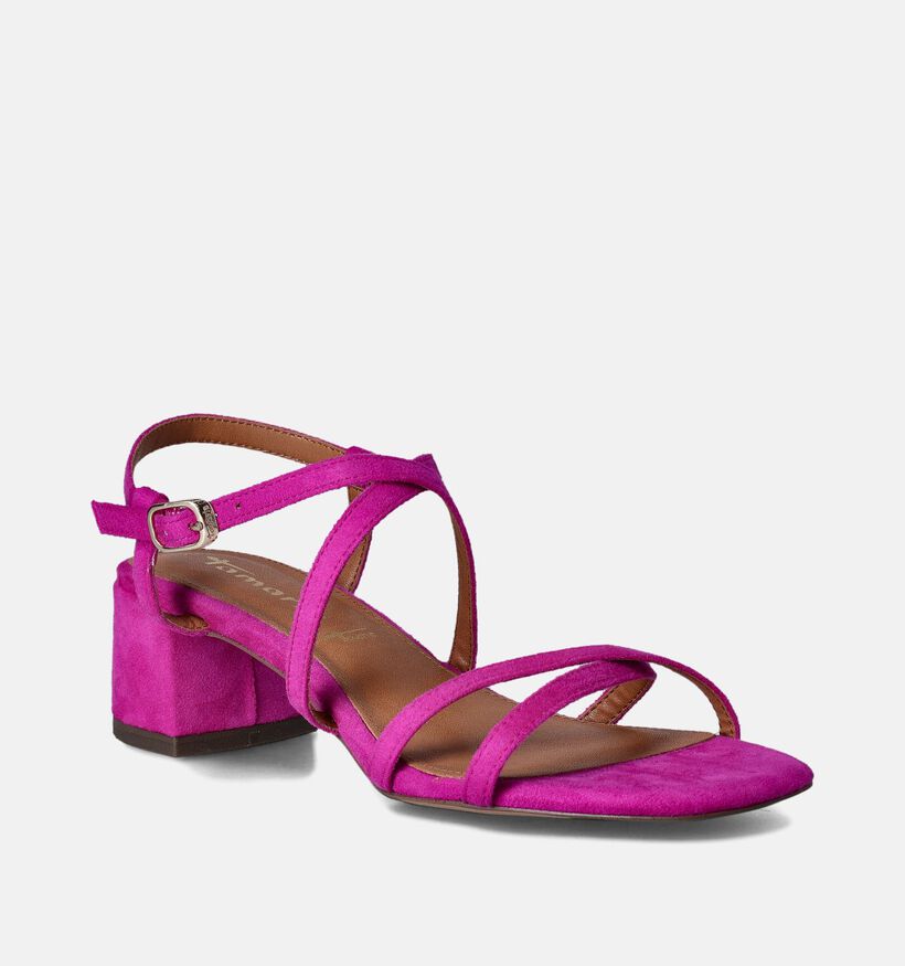 Tamaris Sandales avec talon carré en Fuchsia pour femmes (354370)