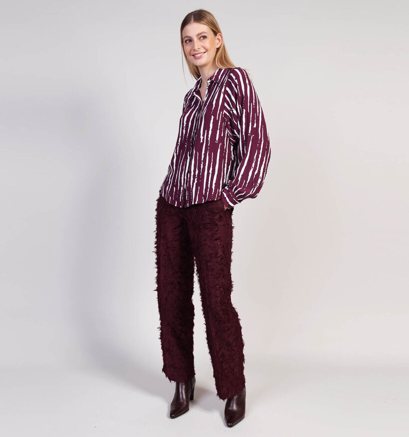 Vila Kirse Fig Blouse en Bordeaux/Blanc Vila Kirse Fig Blouse en Bordeaux/Blanc pour femmes (364097)