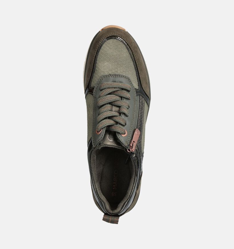 Marco Tozzi Kaki Sneakers met Veter en Rits voor dames (360732) - geschikt voor steunzolen