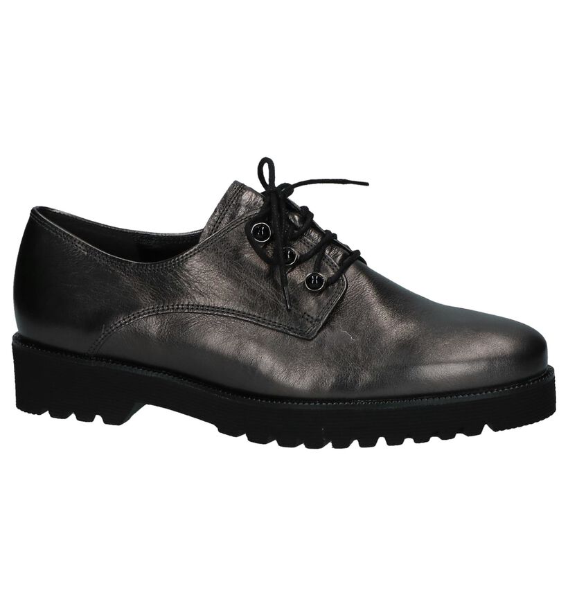 Donkergrijze Metallic Oxford Veterschoenen Gabor Easy Walking in leer (231151)