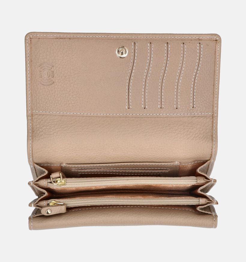 Crinkles Porte-monnaie à rabat en Taupe pour femmes (358089)