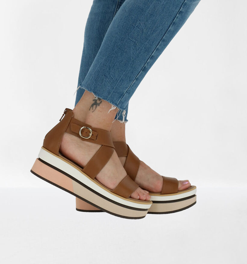 NeroGiardini Cognac Sandalen in leer (273112)