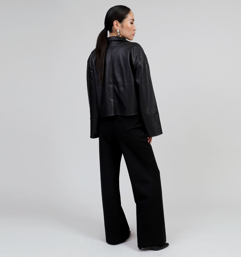 JDY Alexa Zwart Faux leather hemd voor dames (346408)