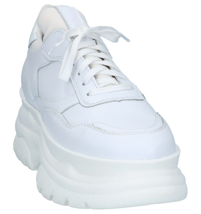 Poelman Witte Lage Geklede Sneakers in leer (229911)