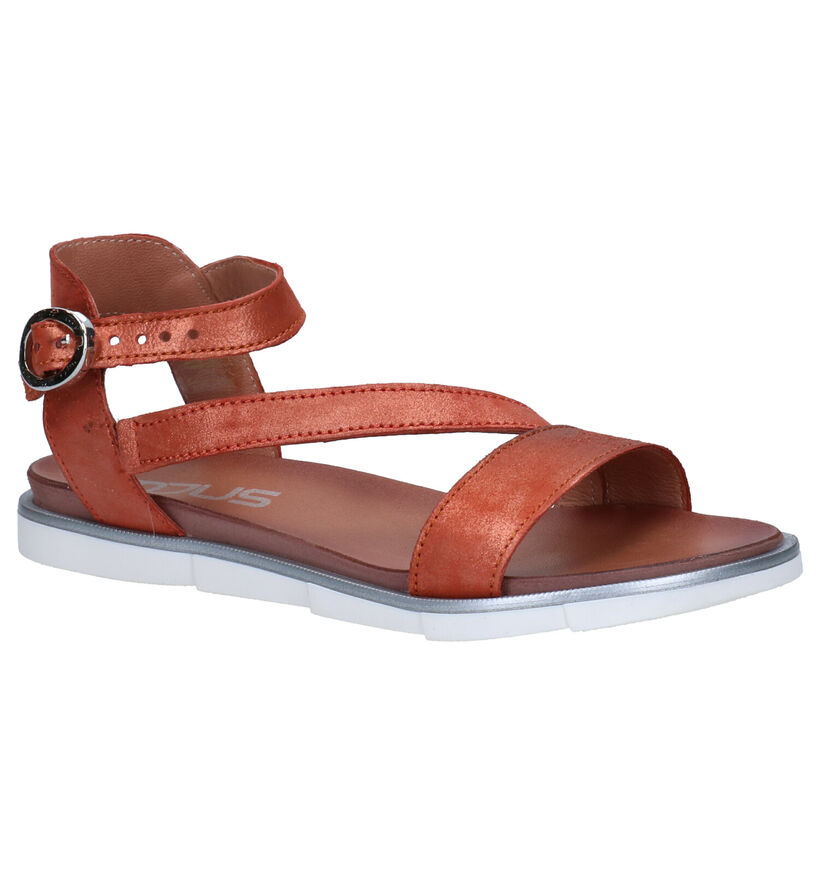 Mjus Sandales plates en Orange en nubuck (272846)