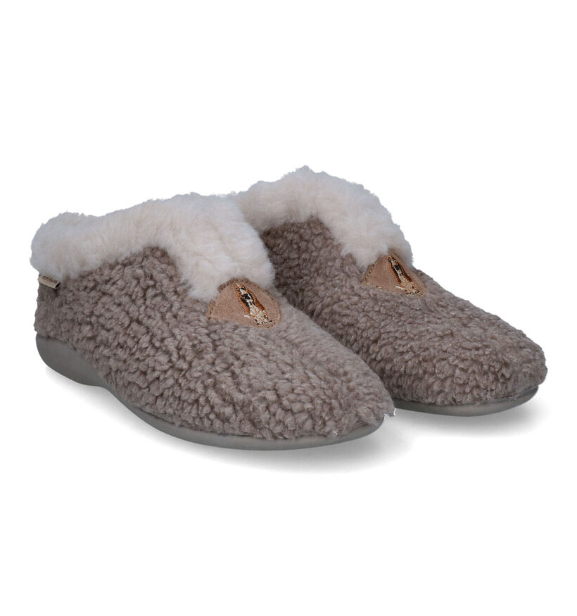 Hush Puppies Orge Pantoufles en Taupe en textile (329607)