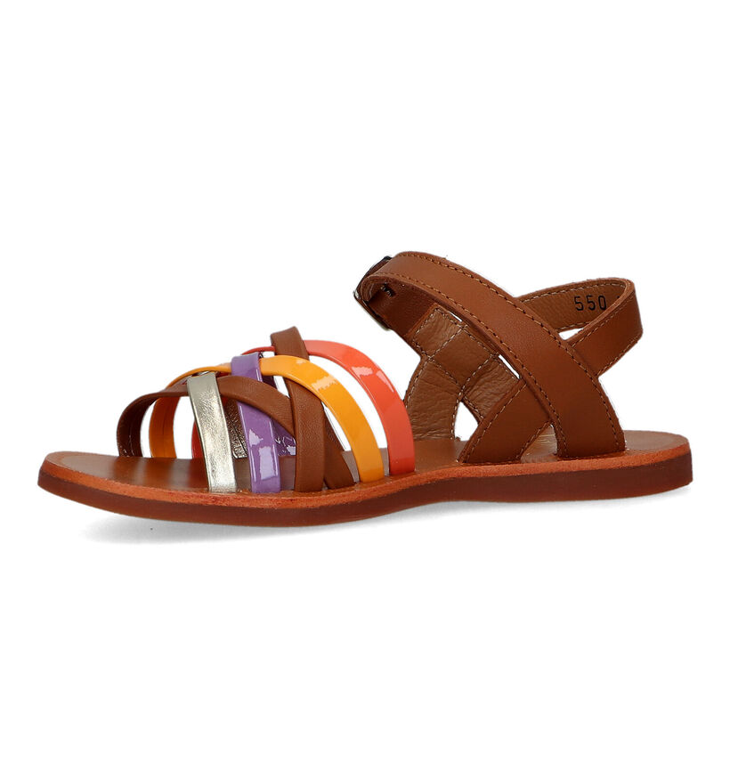 Pom d'Api Plagette Lux Sandales en Cognac pour filles (322868)