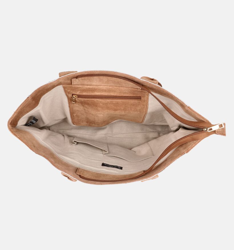 Via Limone Cow Print Ecru/Beige Shoppertas voor dames (367731)