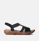 Rieker Sandales plates en Noir pour femmes (354930)