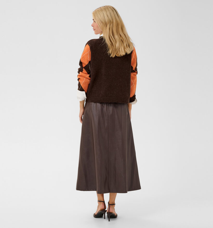 Culture Argyle Pull en Marron/Orange pour femmes (380484)
