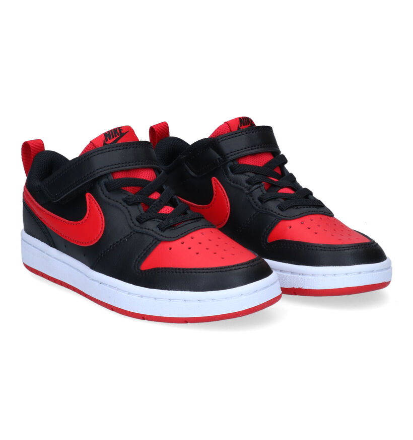 Nike Court Borough Zwarte Sneakers in leer (293609)