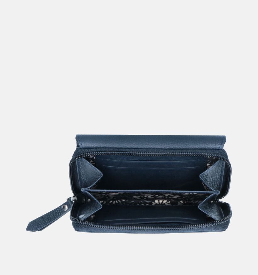 Euro-Leather Blauwe Ritsportemonnee voor dames (353536)