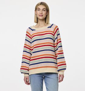 Pieces Dosla Beige Gestreepte trui voor dames (351085)
