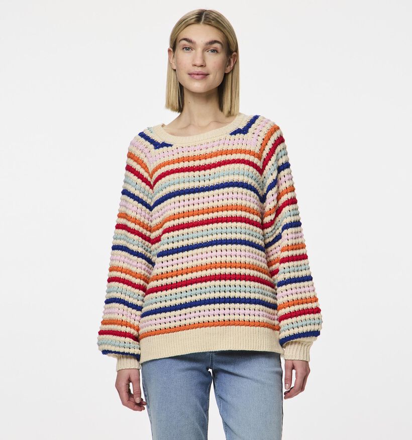 Pieces Dosla Beige Gestreepte trui voor dames (351085)