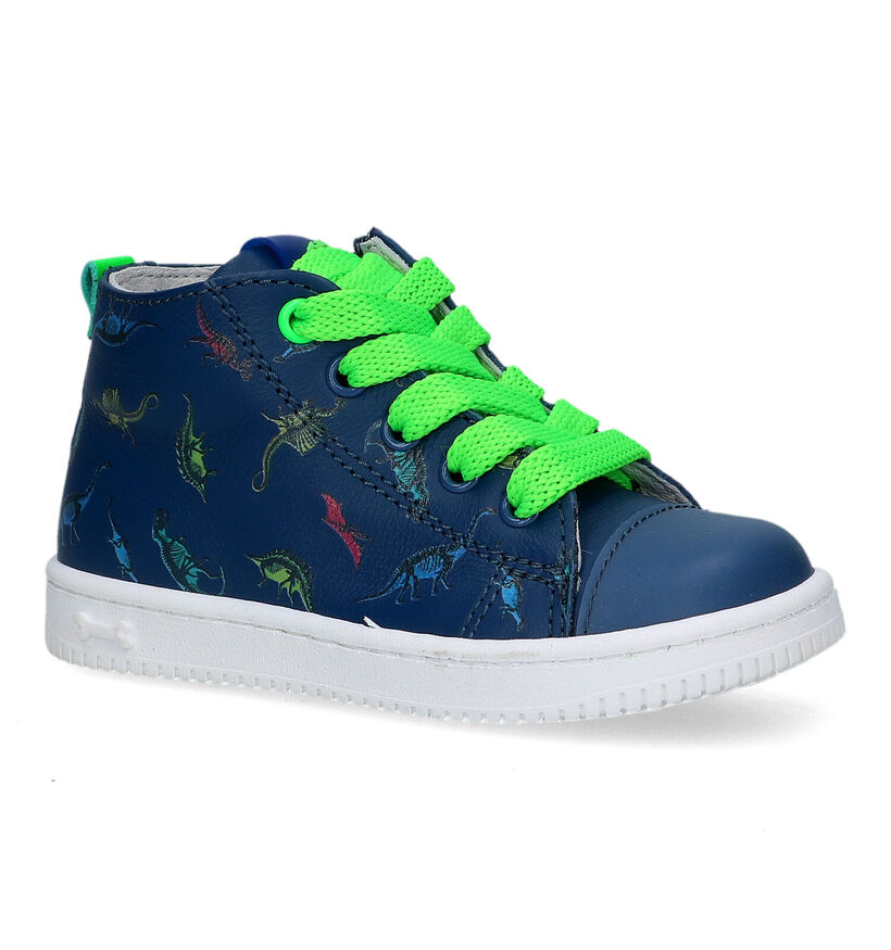 STONES and BONES Dint Blauwe Babyschoenen met dino's voor jongens (322097) - geschikt voor steunzolen
