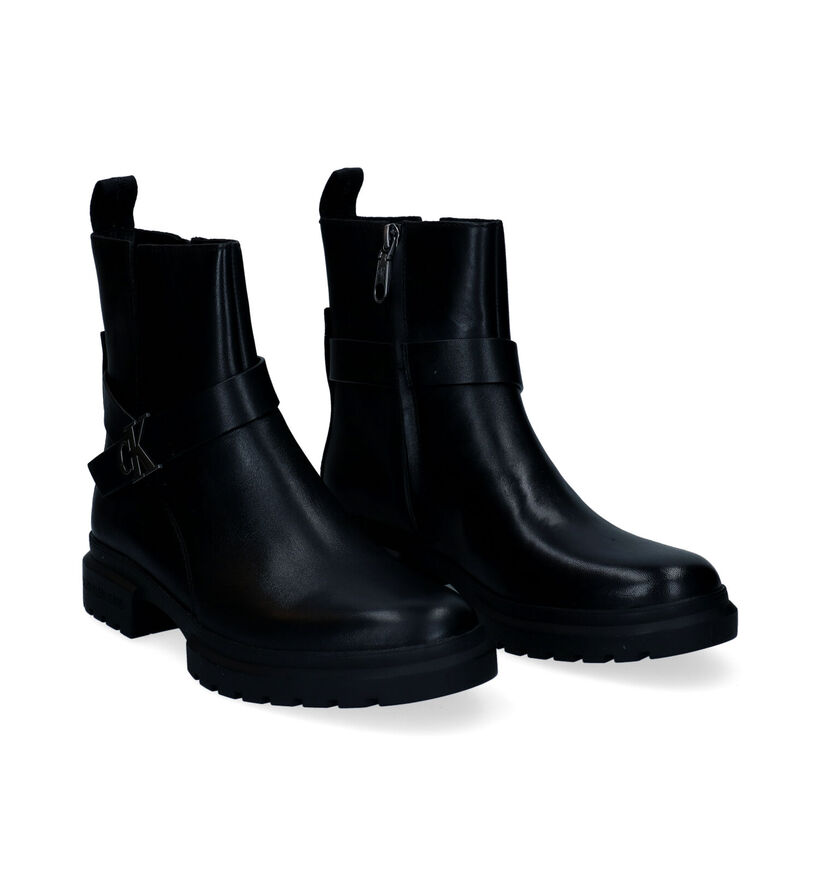 Calvin Klein Cleated Bottines en Noir en cuir (295212)