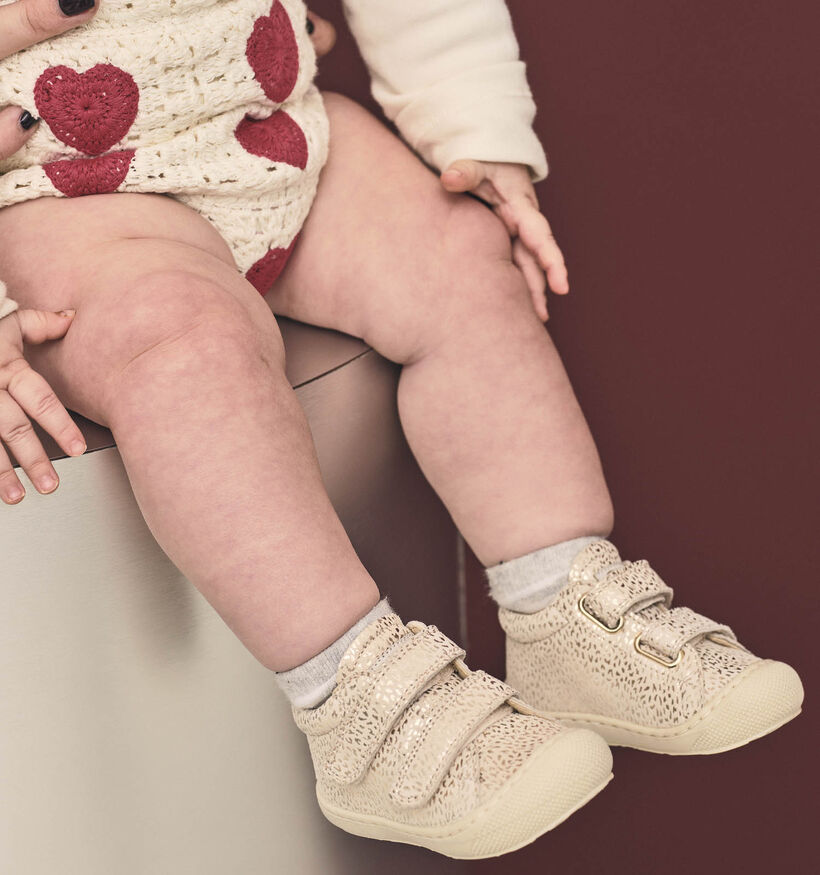 Naturino Cocoon VL Suede Goudkleurige Babyschoenen voor meisjes (371594) - geschikt voor steunzolen