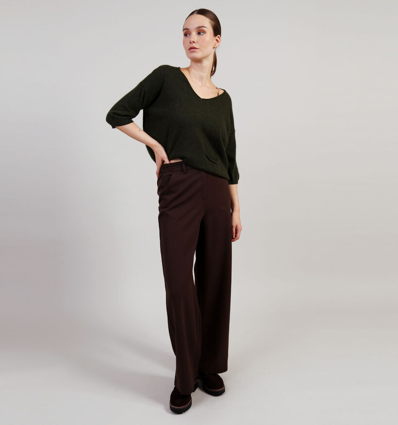Pieces Kamil Bruine High waist geklede Broek L30 voor dames (362266)