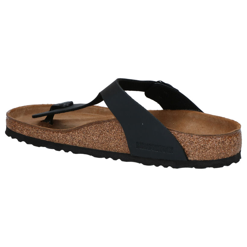 Birkenstock Gizeh Birko-Flor Zwarte Teenslippers voor dames (338058)