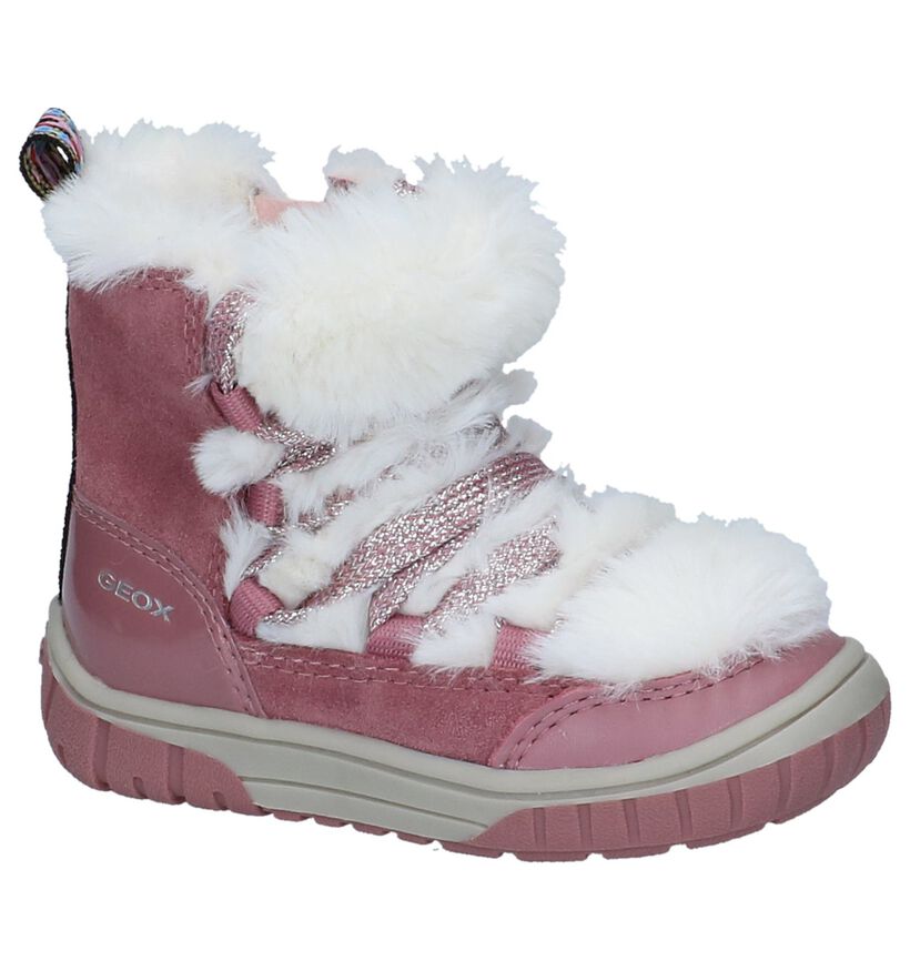 Geox Donker Roze Boots met Rits/Veter in daim (232723)