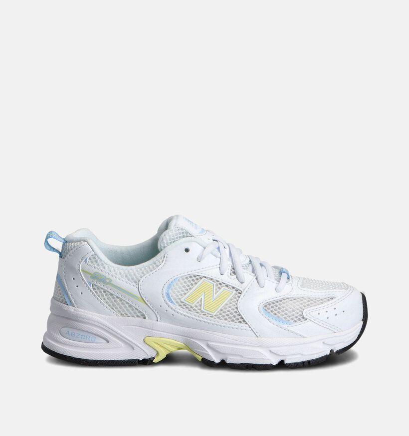 New Balance 530 Baskets en Blanc/Jaune pour filles (366640) - pour semelles orthopédiques