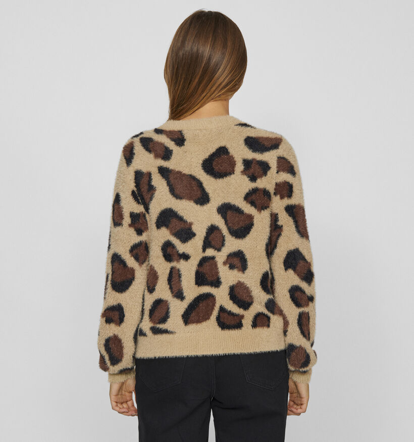 Vila Helly Brown Leo Beige Cardigan voor dames (361596)