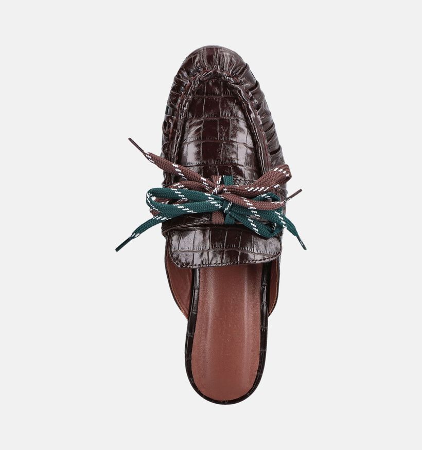 March23 Tilly Chocolat Croco Nu-pieds en Marron pour femmes (381086)