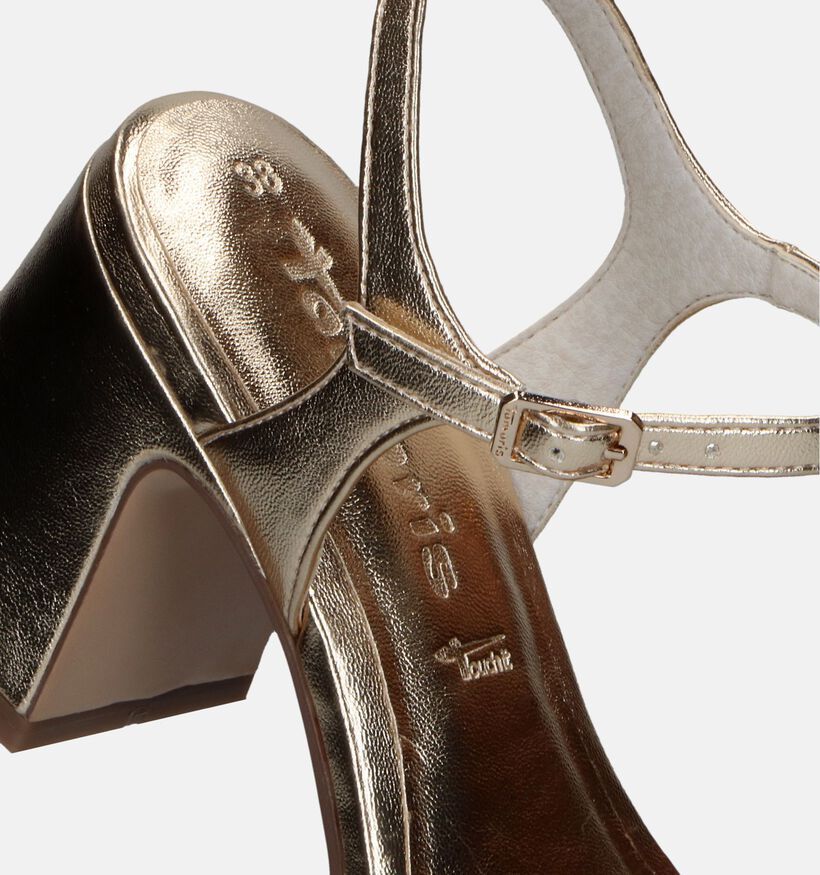 Tamaris Sandales avec talon carré en Or pour femmes (338320)