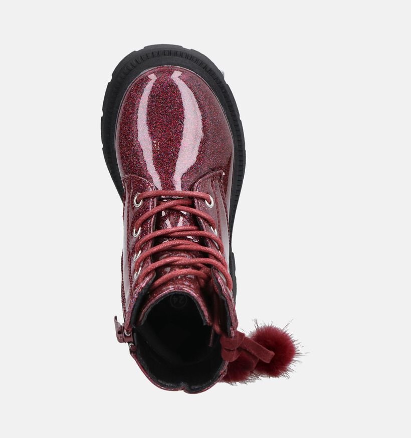 Milo & Mila Boots &agrave; lacets en Bordeaux pour filles (378696)