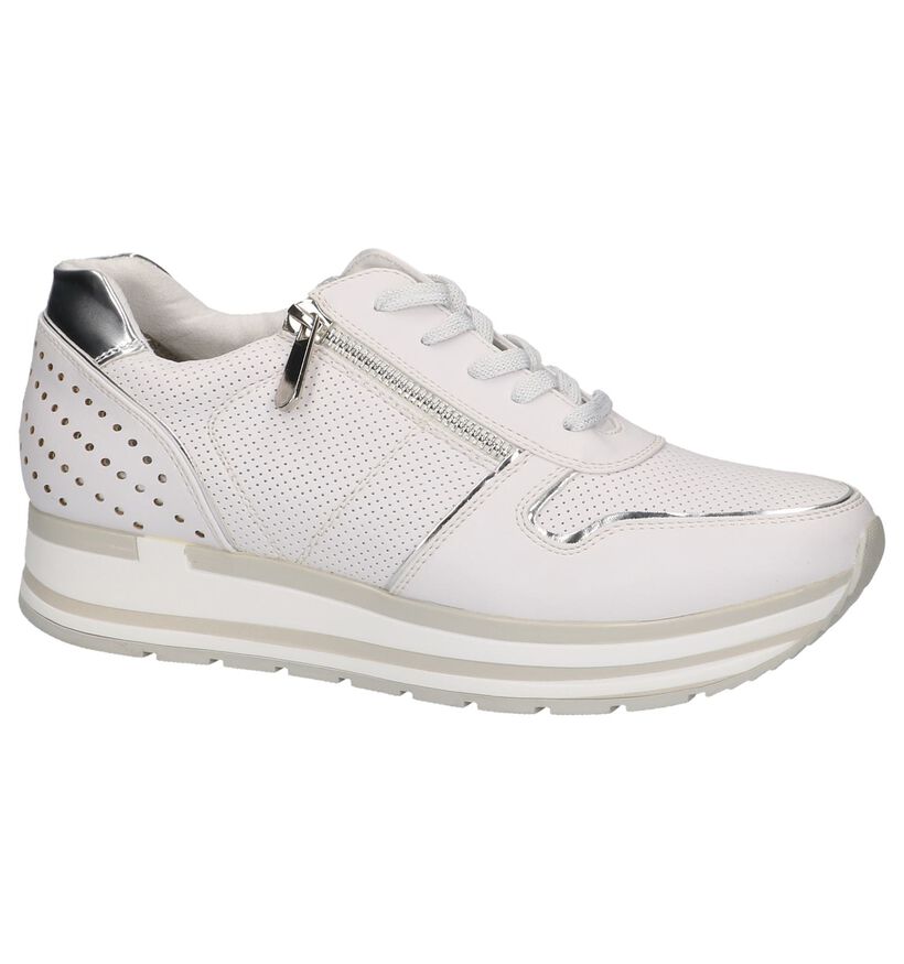 Marco Tozzi Witte Sneakers met Plateau, , pdp