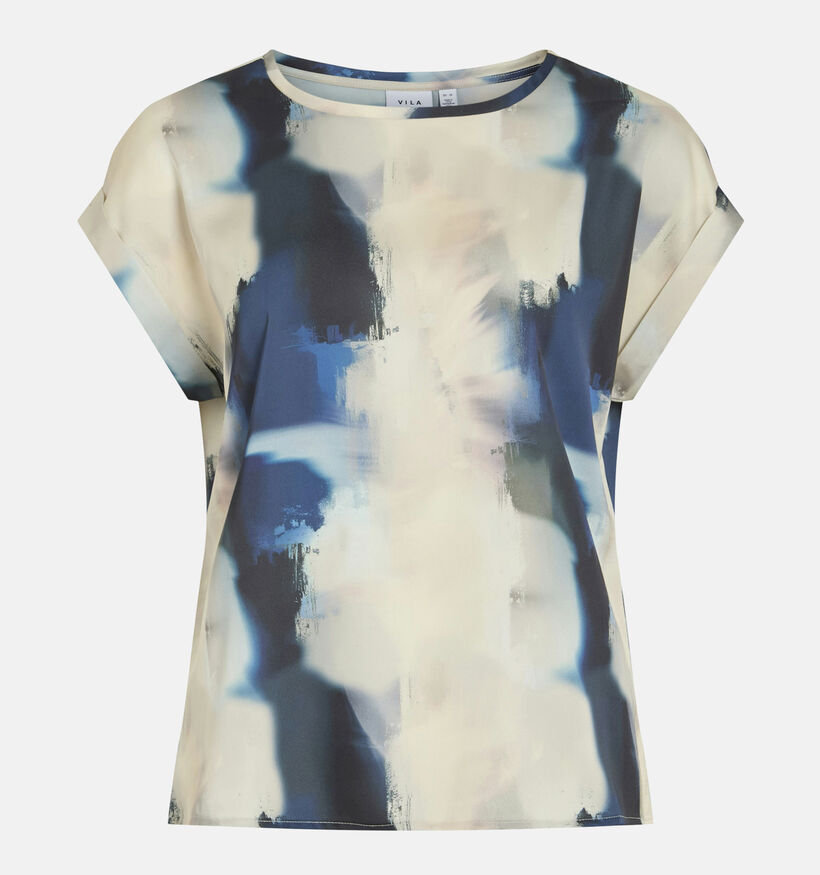 Vila Ellette Satin Beige/Blauwe Blouse voor dames (369468)