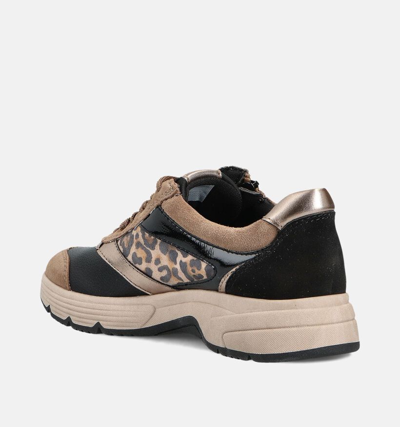 Tamaris Comfort Bruine/Zwarte Sneakers voor dames (360416) - geschikt voor steunzolen