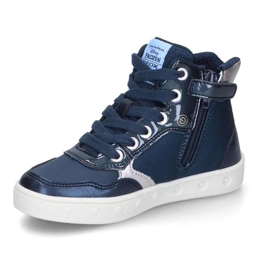 Geox Frozen Elsa Skylin Blauwe Sneakers met Lichtjes voor meisjes (312547) - geschikt voor steunzolen