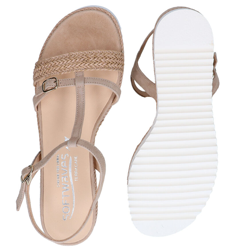 Softwaves Sandales compensées en Beige en cuir (289946)