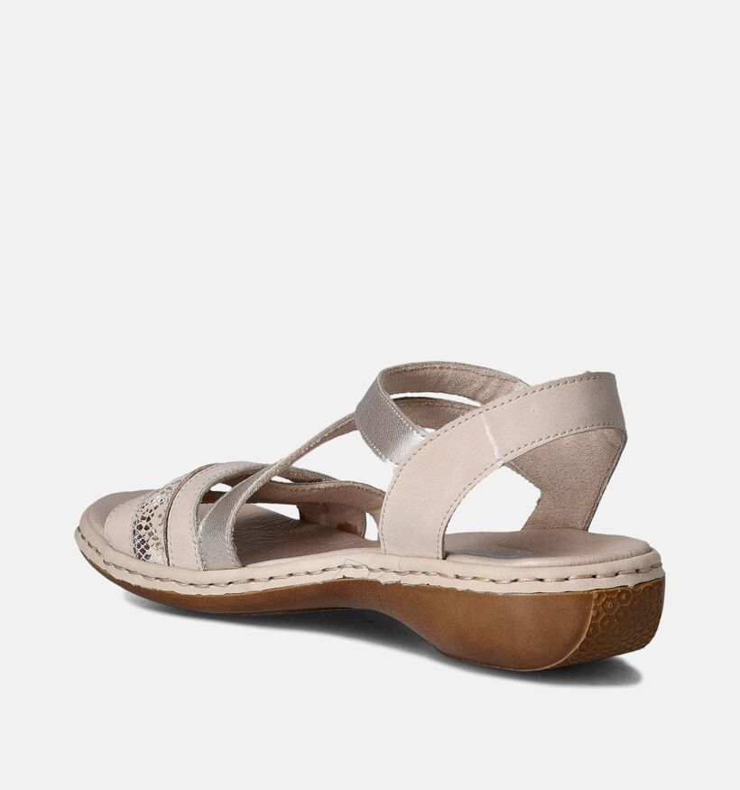 Rieker Sandales plates en Or pour femmes (354992)