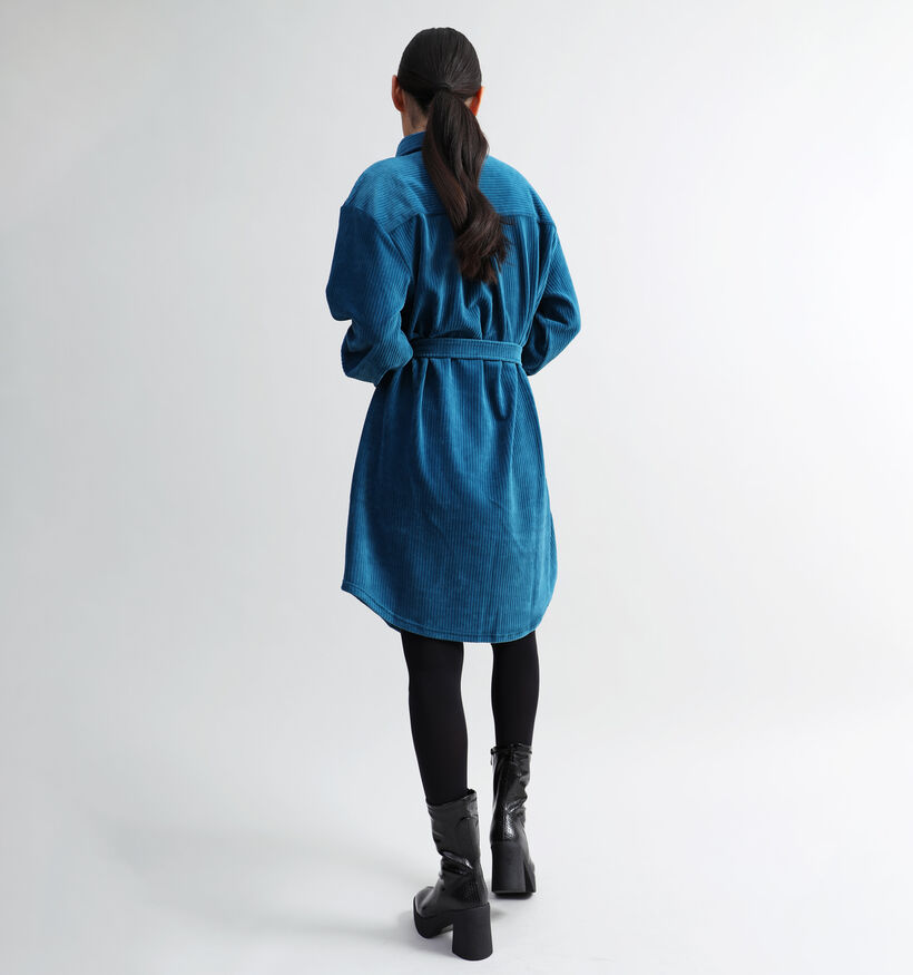 Vila Kita Robe chemise en velours côtelé en Bleu pour femmes (332530)