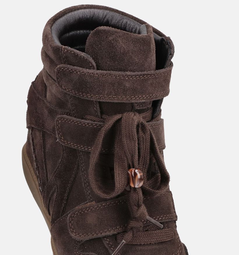 Poelman Baskets montantes avec Talon Compens&eacute; en Marron pour femmes (382832)