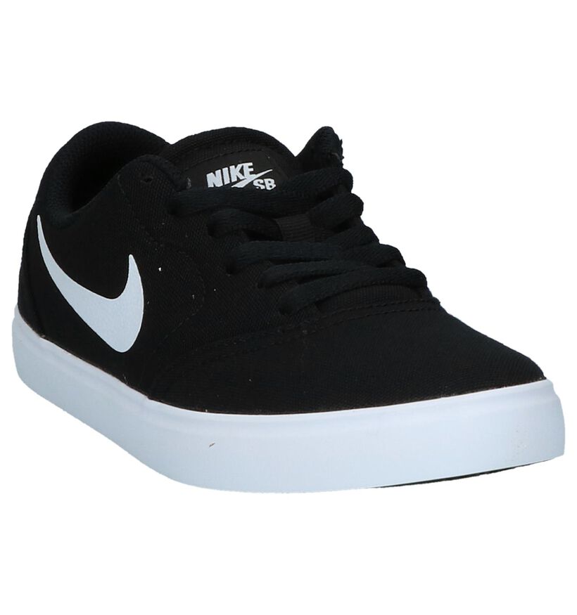 Nike SB Check Canvas GS Zwarte Skateschoenen in stof (249930)