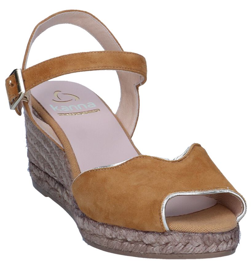 Oranje Sandalen met Sleehak Kanna in nubuck (246578)