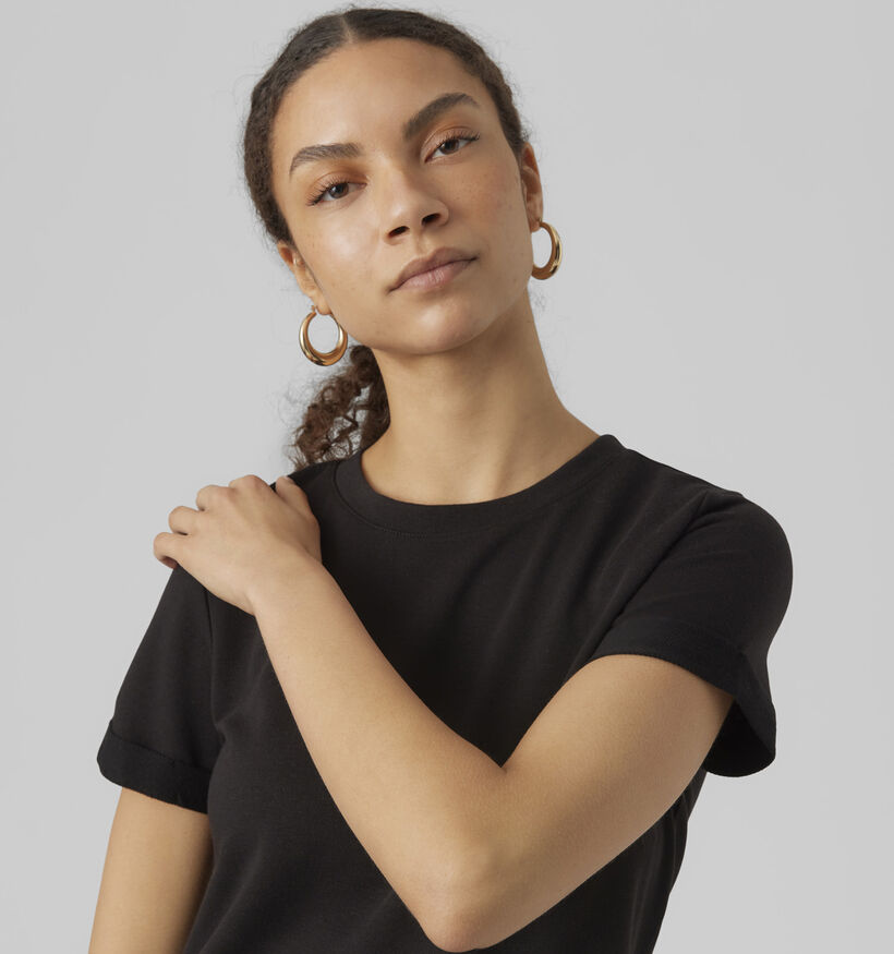 Vero Moda Sashamilla Zwarte T-shirt jurk voor dames (352186)
