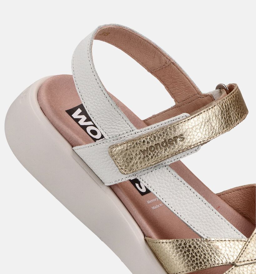 Wonders Sandales plates en Or/Blanc pour femmes (373125)
