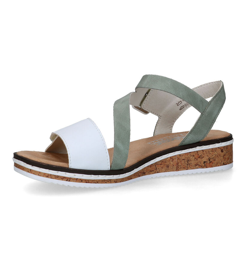Rieker Groene Sandalen met sleehak voor dames (339064)